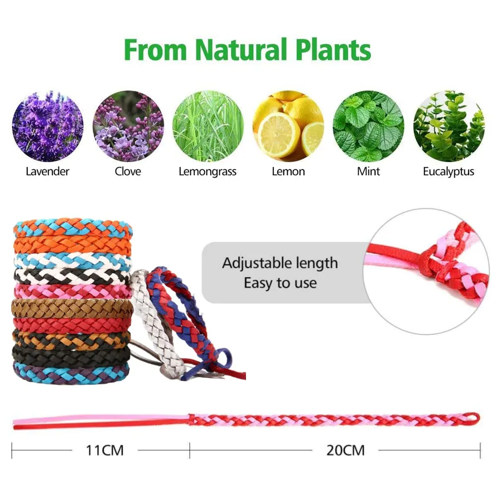 12 Pack Mosquito Repellent Bracelet Anti Bug Wristbands Anti Mosquito Bracelet Mosquito Bands for Adults Kids & Babies for Outdoors up to 300 Hours of Protection