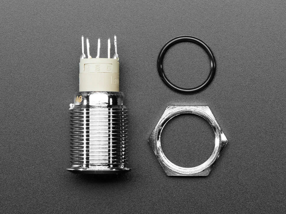 Adafruit Weatherproof Metal On/Off Switch with Blue LED Ring