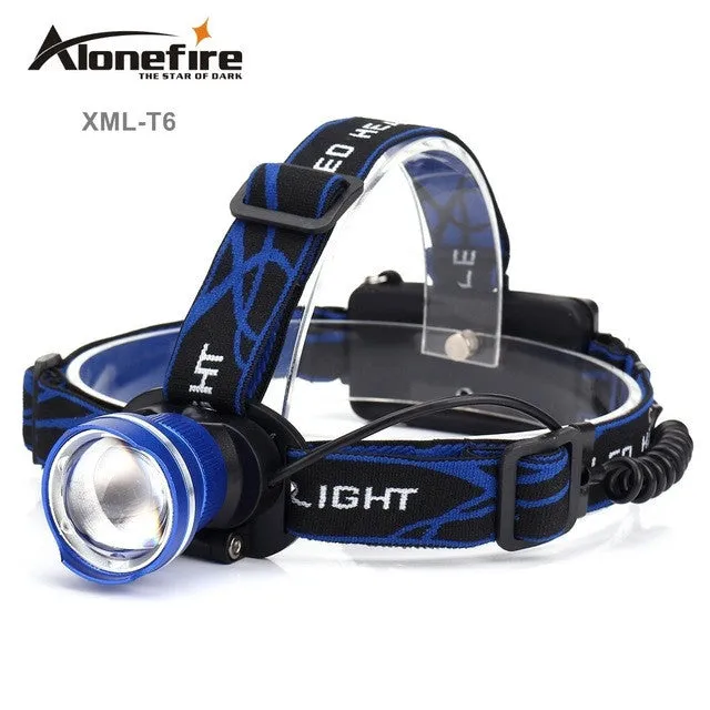 AloneFire HP87 LED Headlamp 18650 battery xml t6 Camping Hunting Searchlight Fishing Bicycle riding Waterproof led headlight