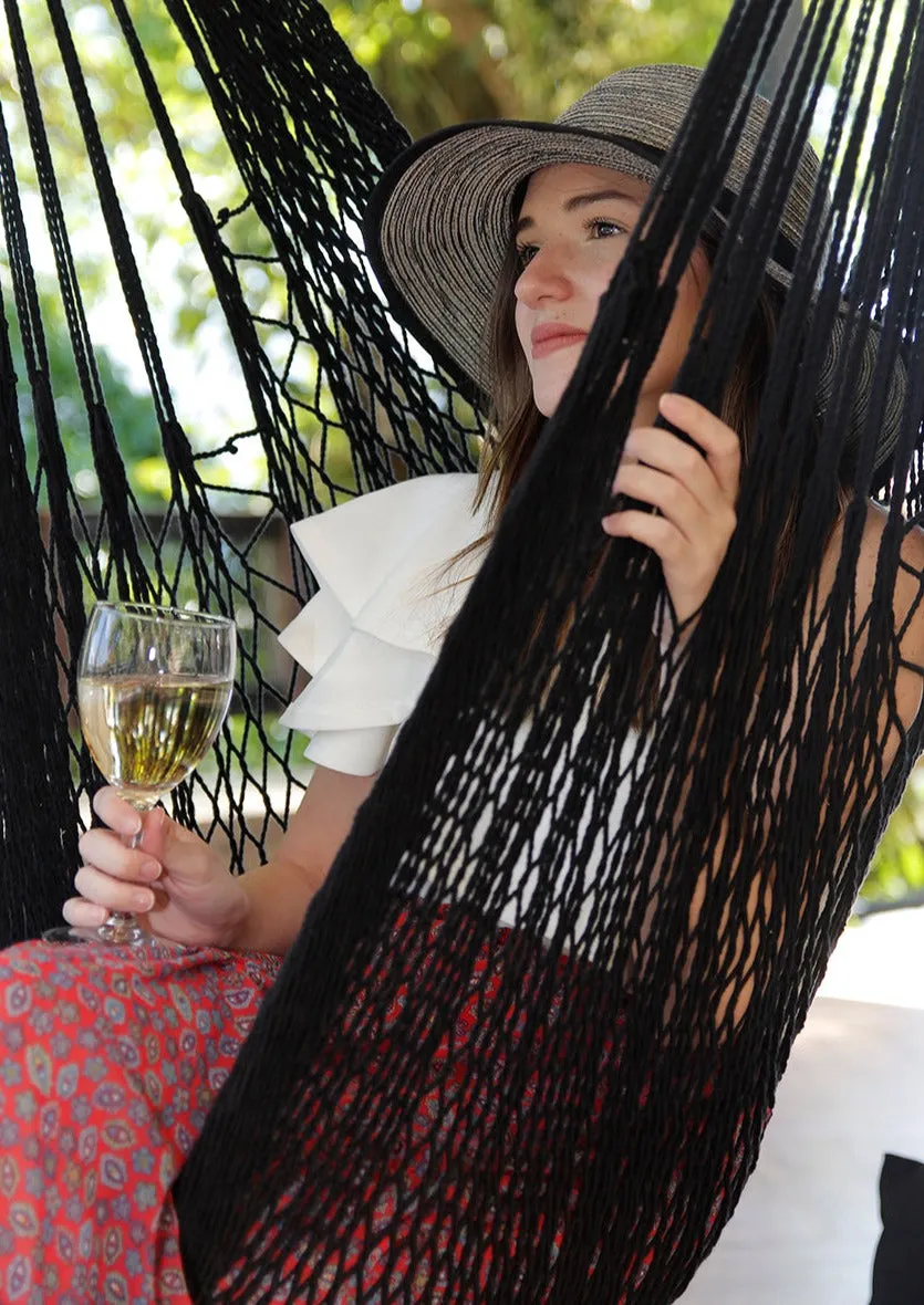 Black Macrame Woven Hammock Swing Chair | DIANA BLACK