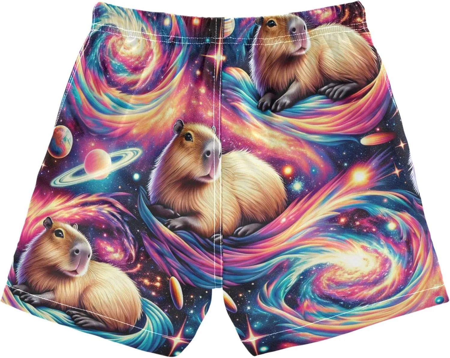 Boys Swim Trunks Capybara Surfing Swimwear Quick Dry Bathing Suit Colorful Beach Board Shorts