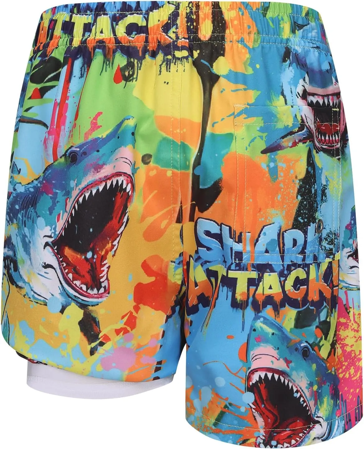Boys Swim Trunks with Compression Liner Swim Shorts for Kids Boys Quick Dry Beach Shorts Swimwear 3-16 Years