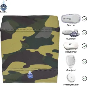 Comfortable & Reusable Slide Band for Diabetics | Glucose Sensor Protection Wristband for Freestyle Libre, Medtronic, Dexcom, and Omnipod (Army design)