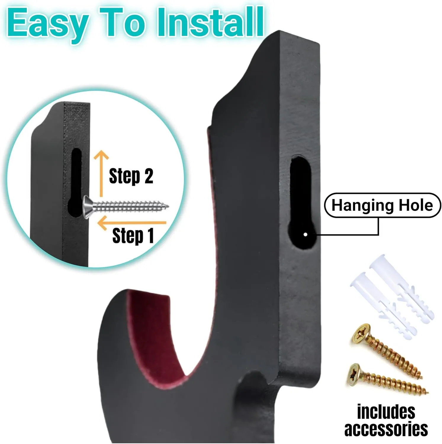 Eforlife 2/Set Sword Hook Wall Mount Samurai Sword Hanger Display Holder Adjustable for Katana Wakizashi Tanto Genji Sword Weapon Rack