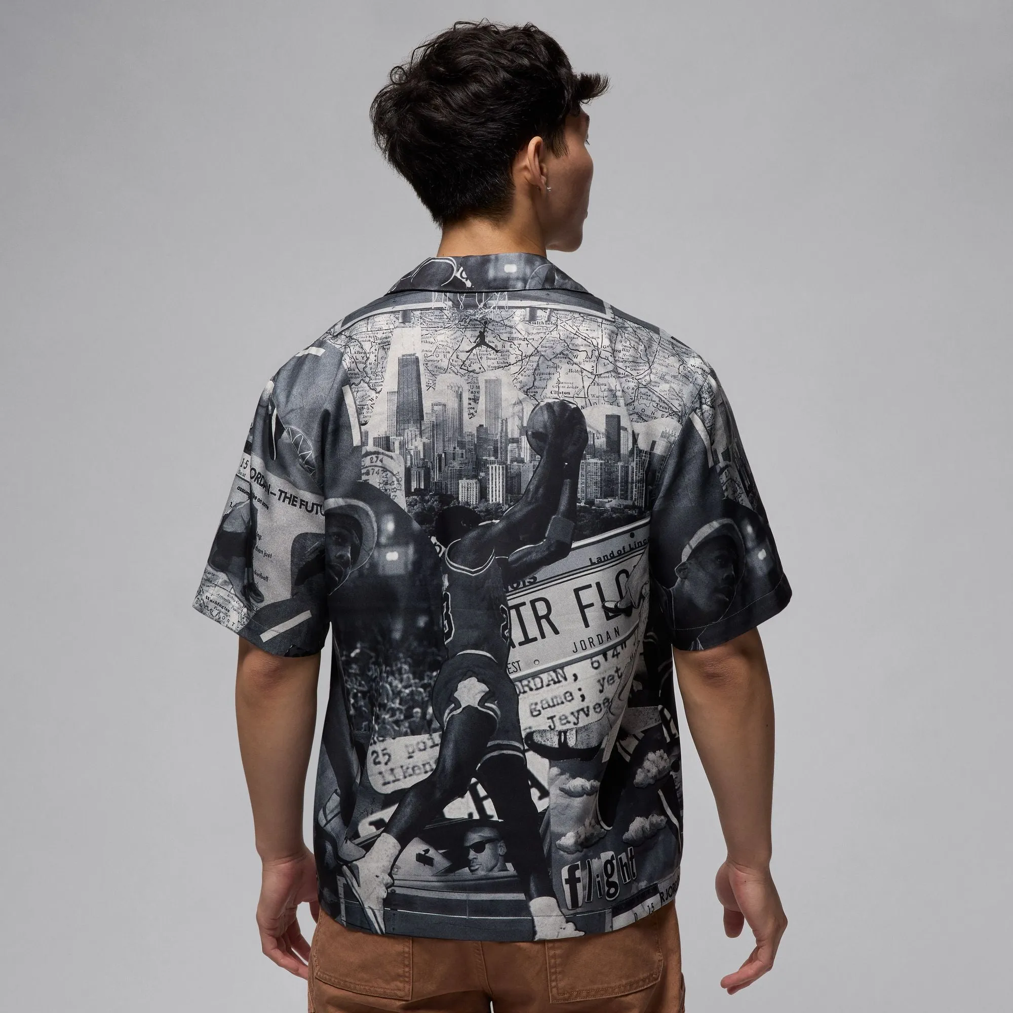 ESSENTIALS PRINTED CAMP TOP "SAIL/BLACK"