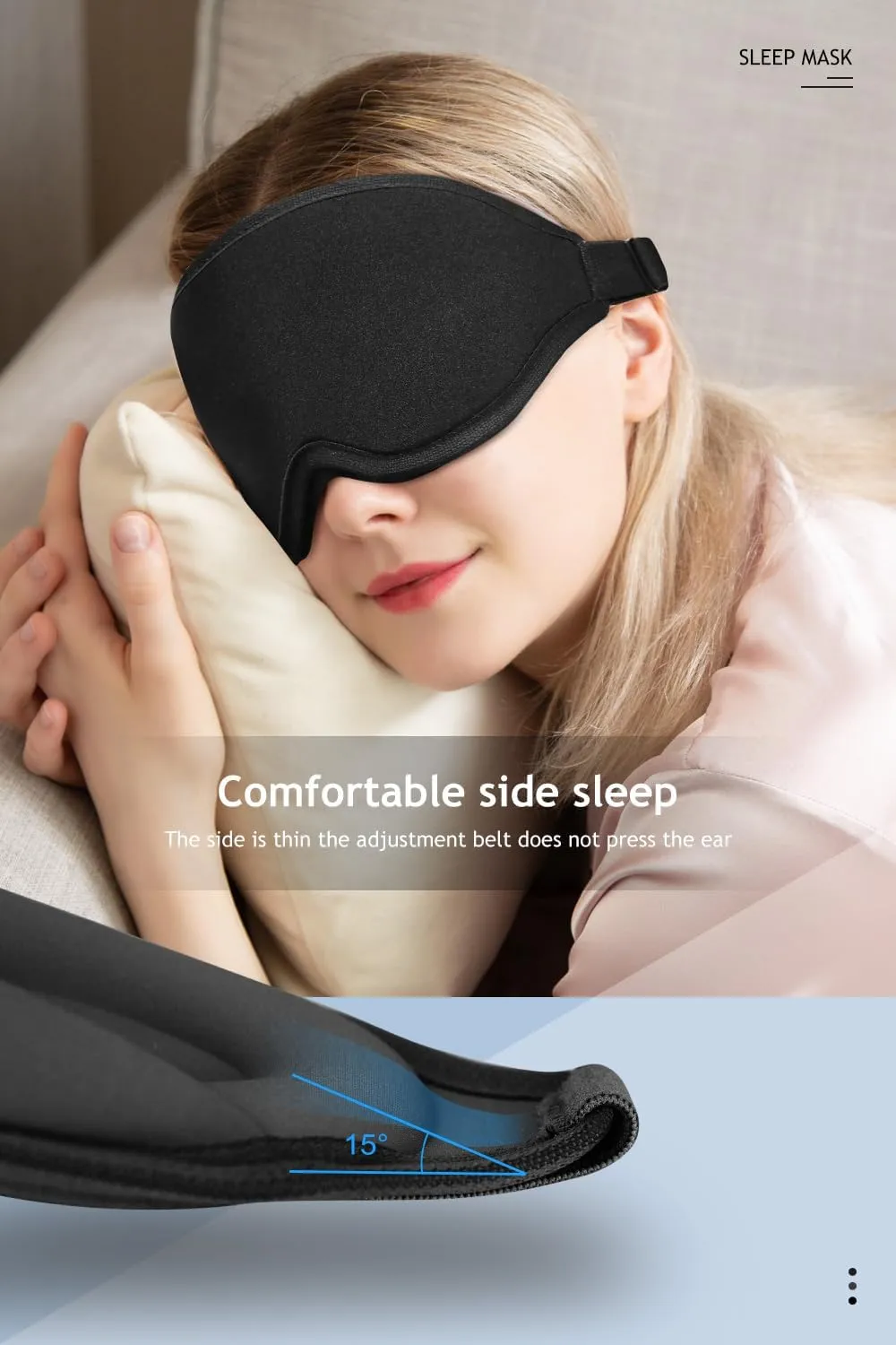 Eye Mask for Sleeping, 2 Packs 3D Contoured Cup Sleep Mask for Men Women, Soft Breathable Blackout Blindfold, Travel Eye Cover, Night Sleeping Mask with Adjustable Buckle for Side Sleeper (Black Gray)