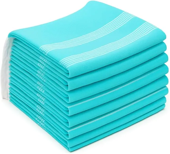 HAVLULAND Turkish Beach Towels, Oversized 72"x40", Quick-Dry, Absorbent, Lightweight, Sand-Free, Compact, XL, Adults Ideal for Beach, Pool, Gym, Yoga, Travel, Camping Blanket - Bulk Set of 6 Turquoise