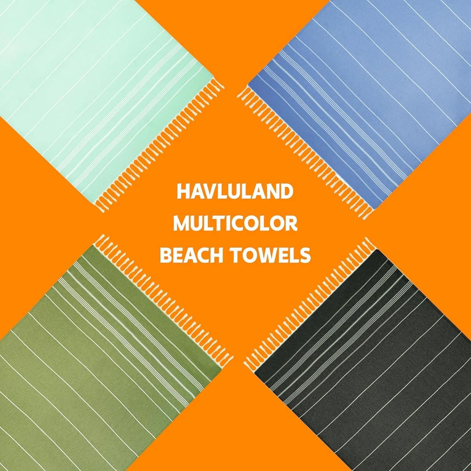 HAVLULAND Turkish Beach Towels, Oversized 72"x40", Quick-Dry, Absorbent, Lightweight, Sand-Free, Compact, XL, Adults Ideal for Beach, Pool, Gym, Yoga, Travel, Camping Blanket - Bulk Set of 6 Turquoise