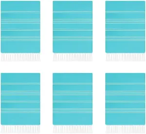 HAVLULAND Turkish Beach Towels, Oversized 72"x40", Quick-Dry, Absorbent, Lightweight, Sand-Free, Compact, XL, Adults Ideal for Beach, Pool, Gym, Yoga, Travel, Camping Blanket - Bulk Set of 6 Turquoise