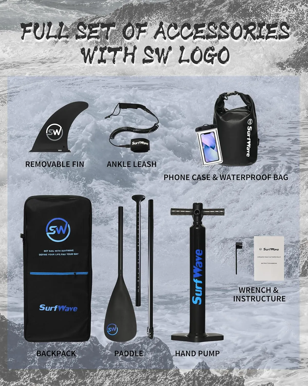 Inflatable Stand Up Paddle Board Premium SUP with Paddle, Pump, Travel Bag & Leash - Lightweight & Portable for Beginners, Surfing, Touring,Wide Stable Board for Multi-Water Use(330 lb)