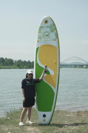 Inflatable Stand Up Paddle Board Premium SUP with Paddle, Pump, Travel Bag & Leash - Lightweight & Portable for Beginners, Surfing, Touring,Wide Stable Board for Multi-Water Use(330 lb)