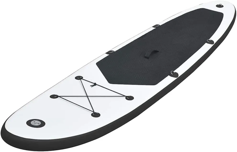 Inflatable Stand Up Paddleboard Set with Puncture-Resistant Design, Complete Kit with Oar and Pump, Black and White