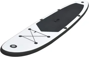 Inflatable Stand Up Paddleboard Set with Puncture-Resistant Design, Complete Kit with Oar and Pump, Black and White