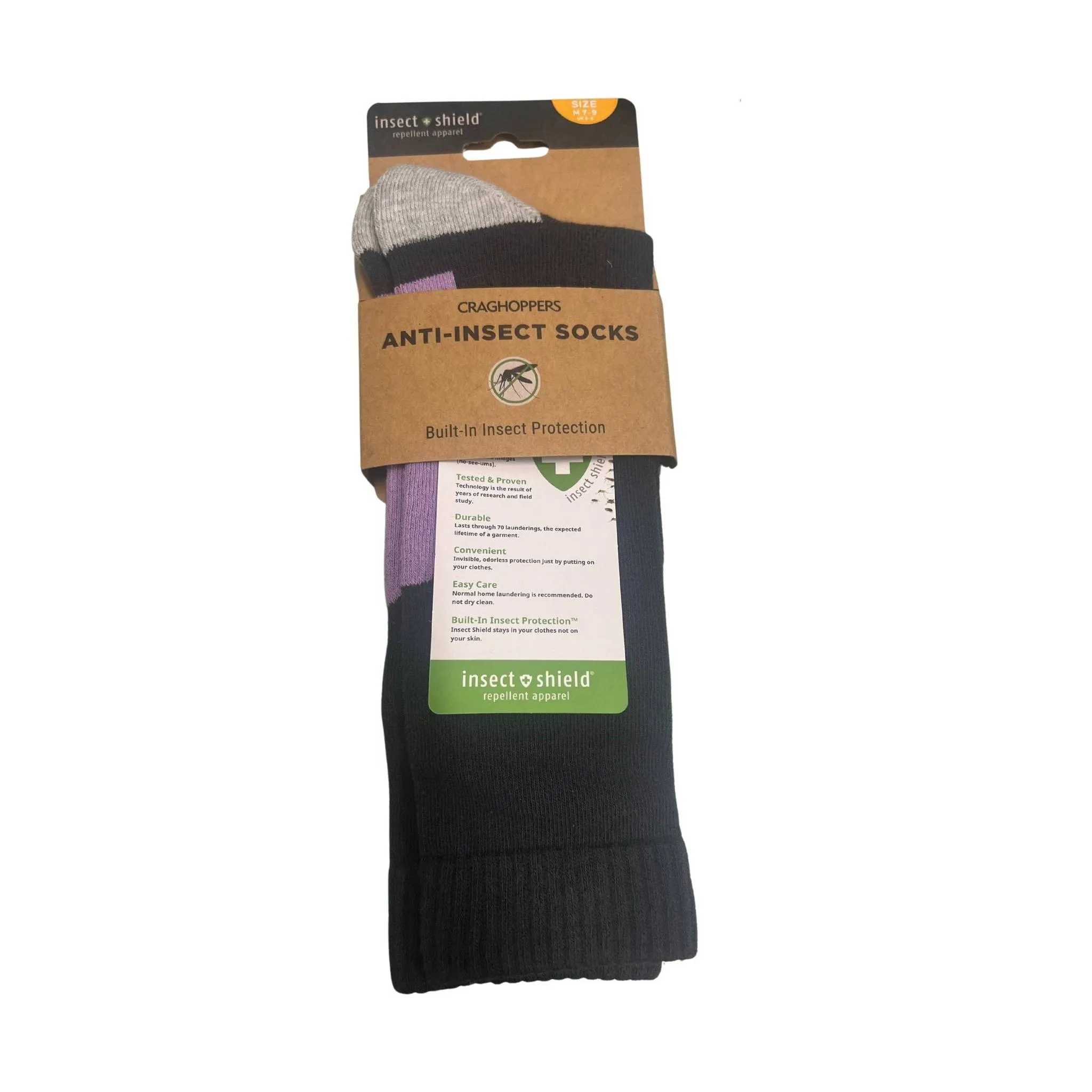 Insect Shield Anti-Insect Sock - Grey/Purple - ONLINE STORE CREDIT/EXCHANGE ONLY