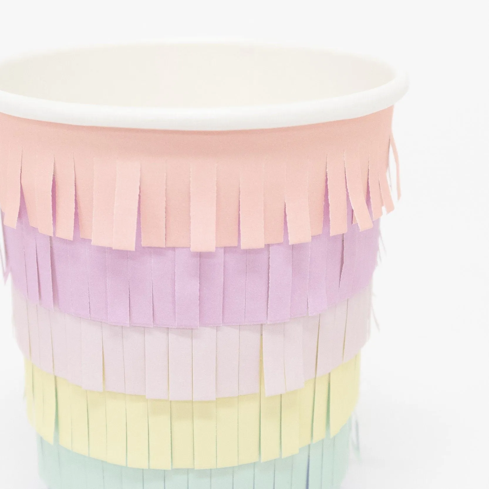 Pastel Rainbow Fringe Party Cups, Set of 8 Rainbow Sun Paper Cups with  Paper Fringe  , Holds 9 Ounces