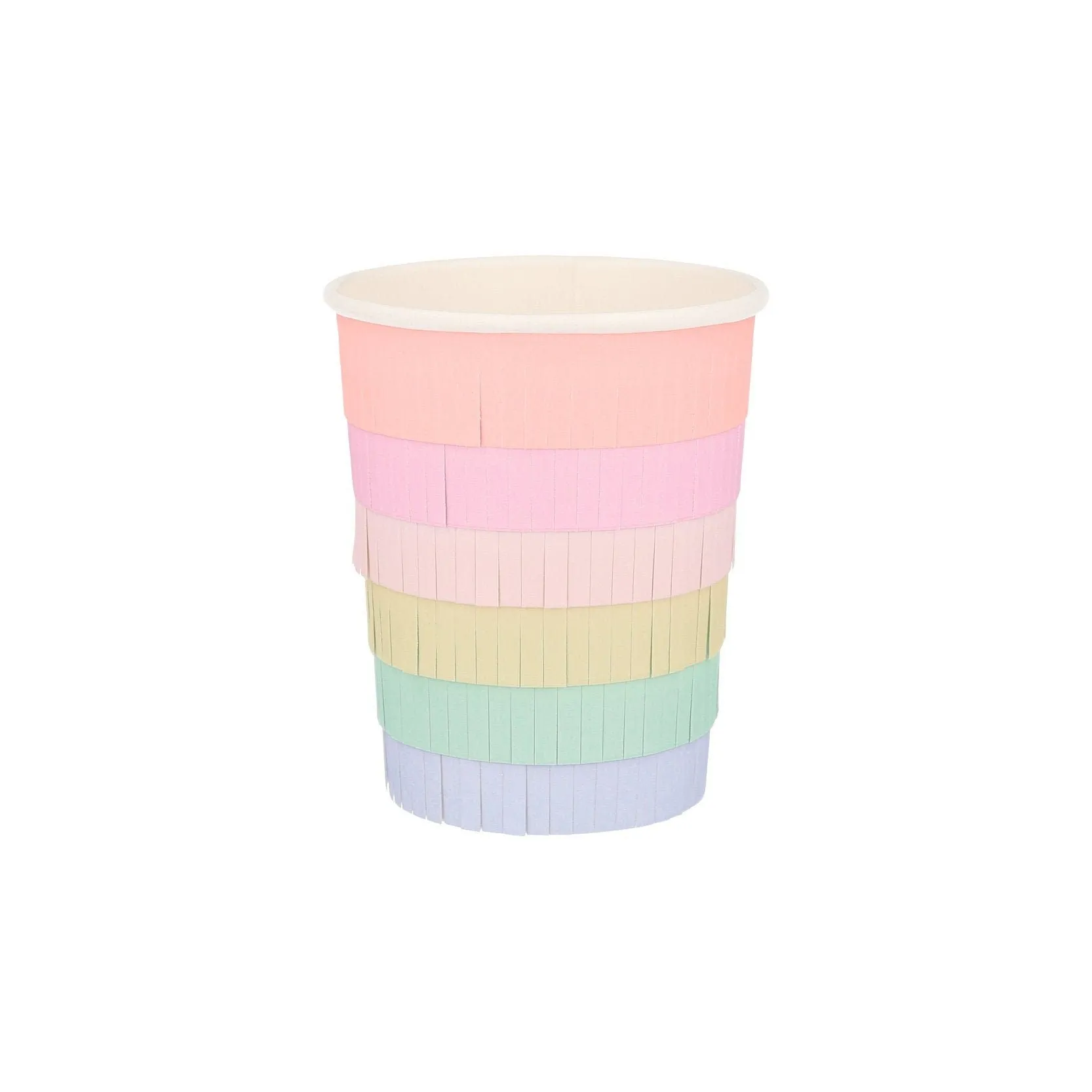 Pastel Rainbow Fringe Party Cups, Set of 8 Rainbow Sun Paper Cups with  Paper Fringe  , Holds 9 Ounces