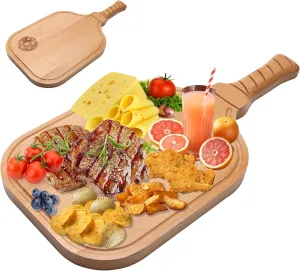 Pickleball Paddle Snack Tray, Pickleball Paddle Charcuterie Board Suitable for Cutting Vegetables and Arranging Foods Such as Cheese and Steak, Equipped with Sturdy Wooden Handle
