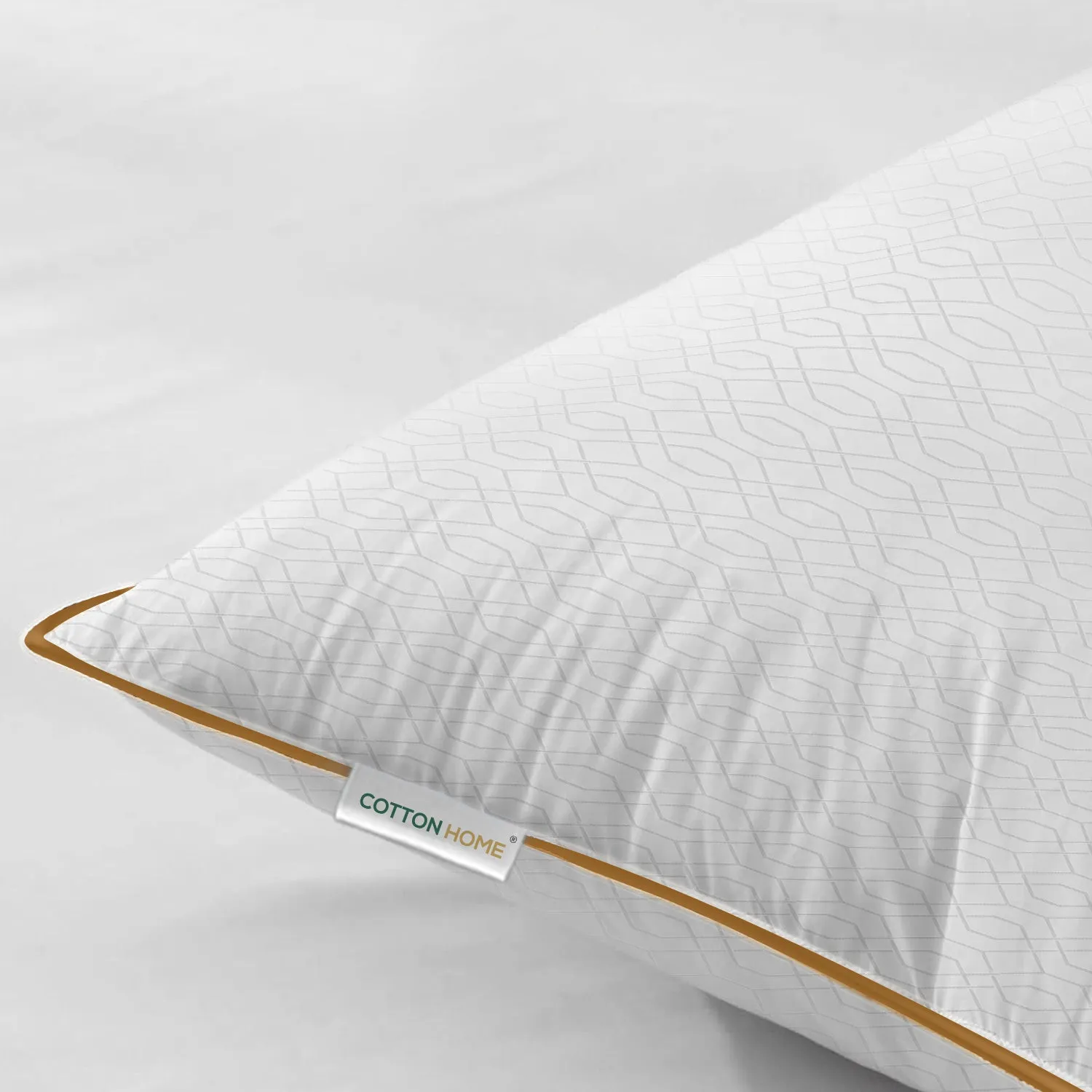 Royal Angler Dobby Premium King Pillow with Gold Cord - White, 50x90cm - Loom