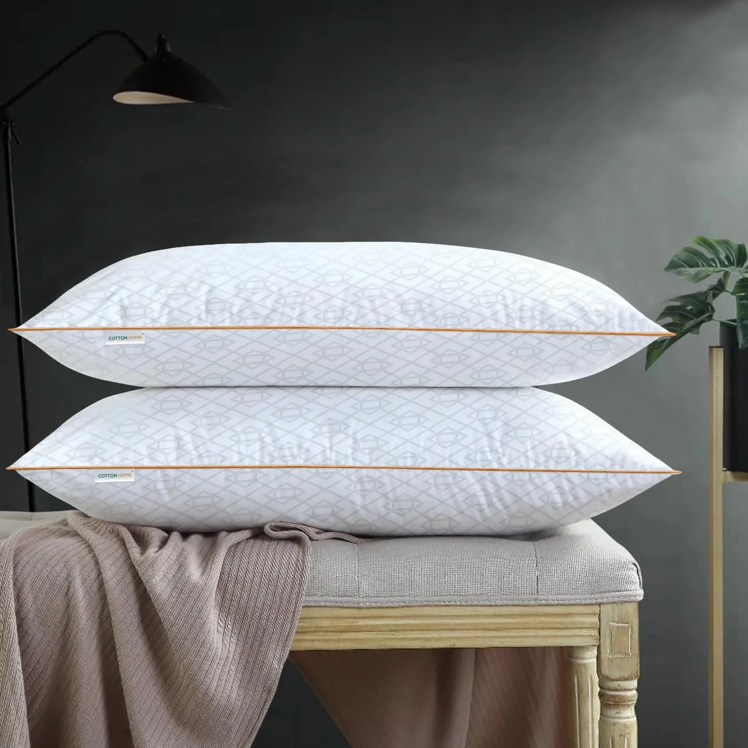 Royal Angler High Quality Geometric Design Ultra Soft Premium Cotton Dobby Jacquard  Pillow 50x75cm White