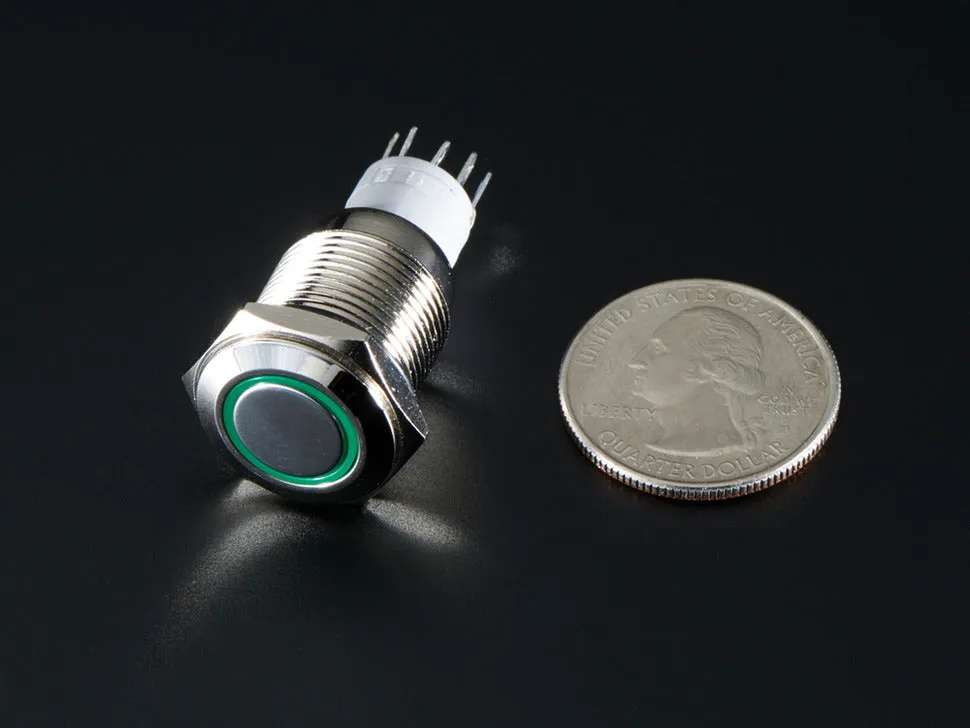 Rugged Metal On/Off Switch with Green LED Ring