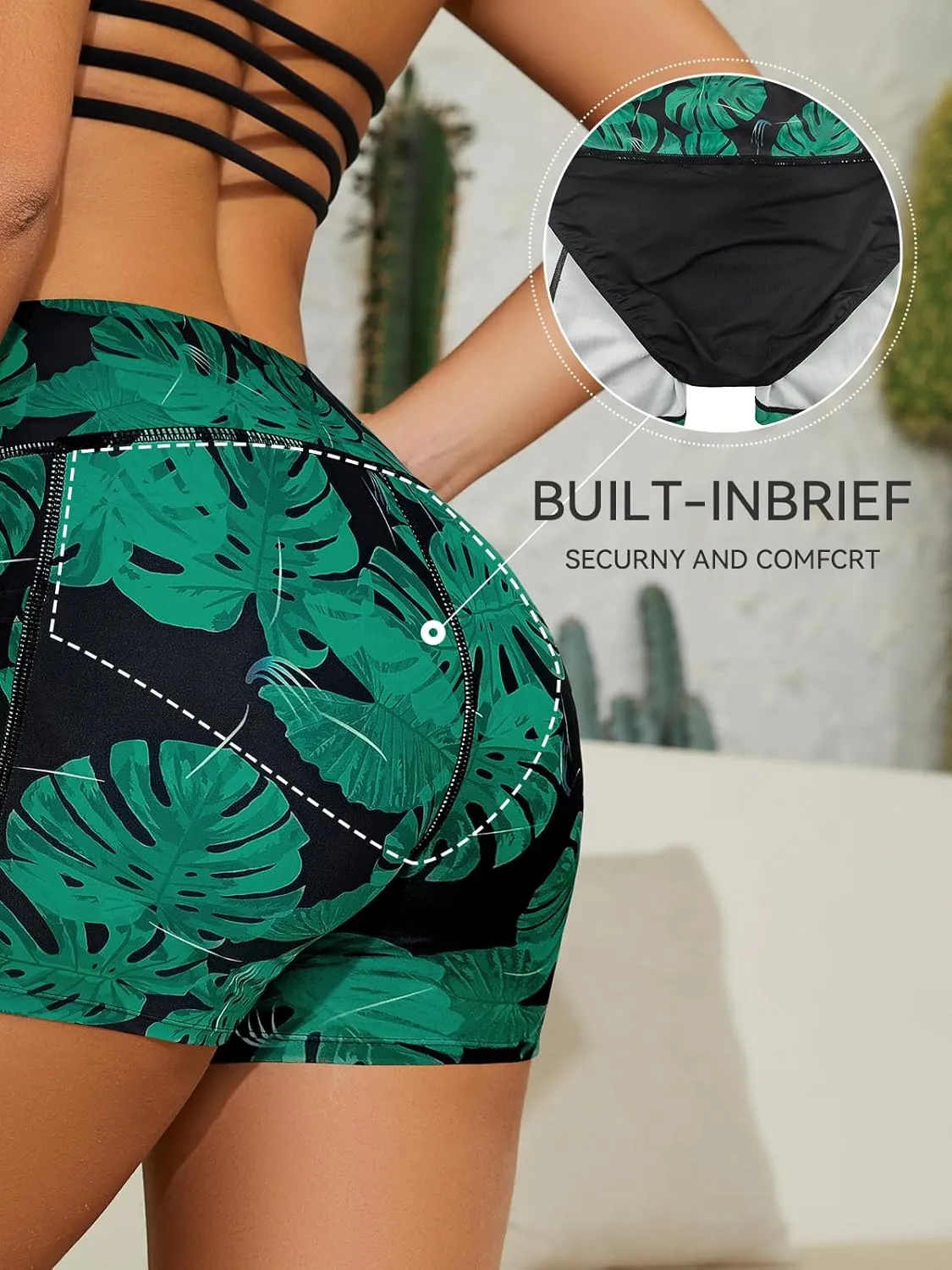 SHEKINI Women Swim Shorts Bathing Suit Bottoms High Waisted Tummy Control Board Swimsuit with Pockets