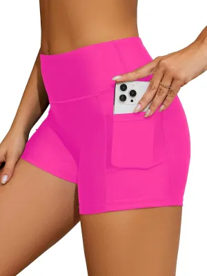 SHEKINI Women Swim Shorts Bathing Suit Bottoms High Waisted Tummy Control Board Swimsuit with Pockets