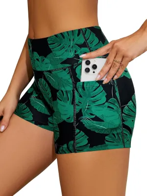 SHEKINI Women Swim Shorts Bathing Suit Bottoms High Waisted Tummy Control Board Swimsuit with Pockets