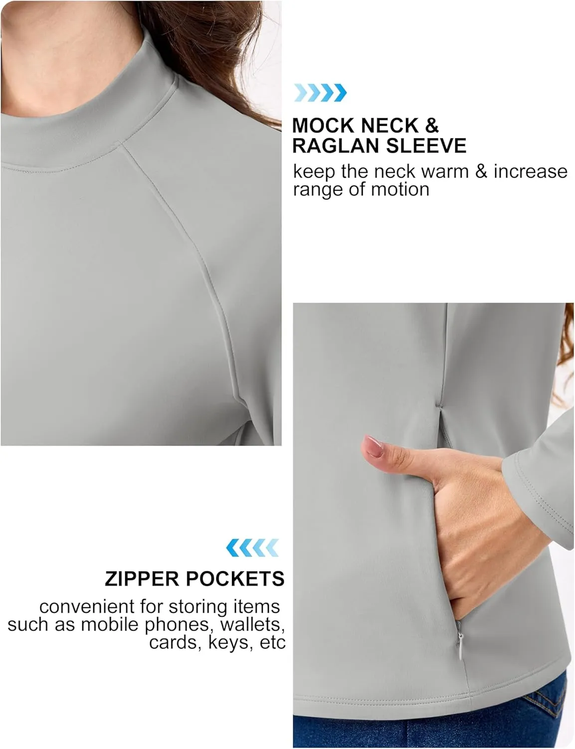 TACVASEN Women's Thermal Shirts Mock Turtleneck Fleece Lined Long Sleeve Underwear Water Resistant Athletic Base Layer