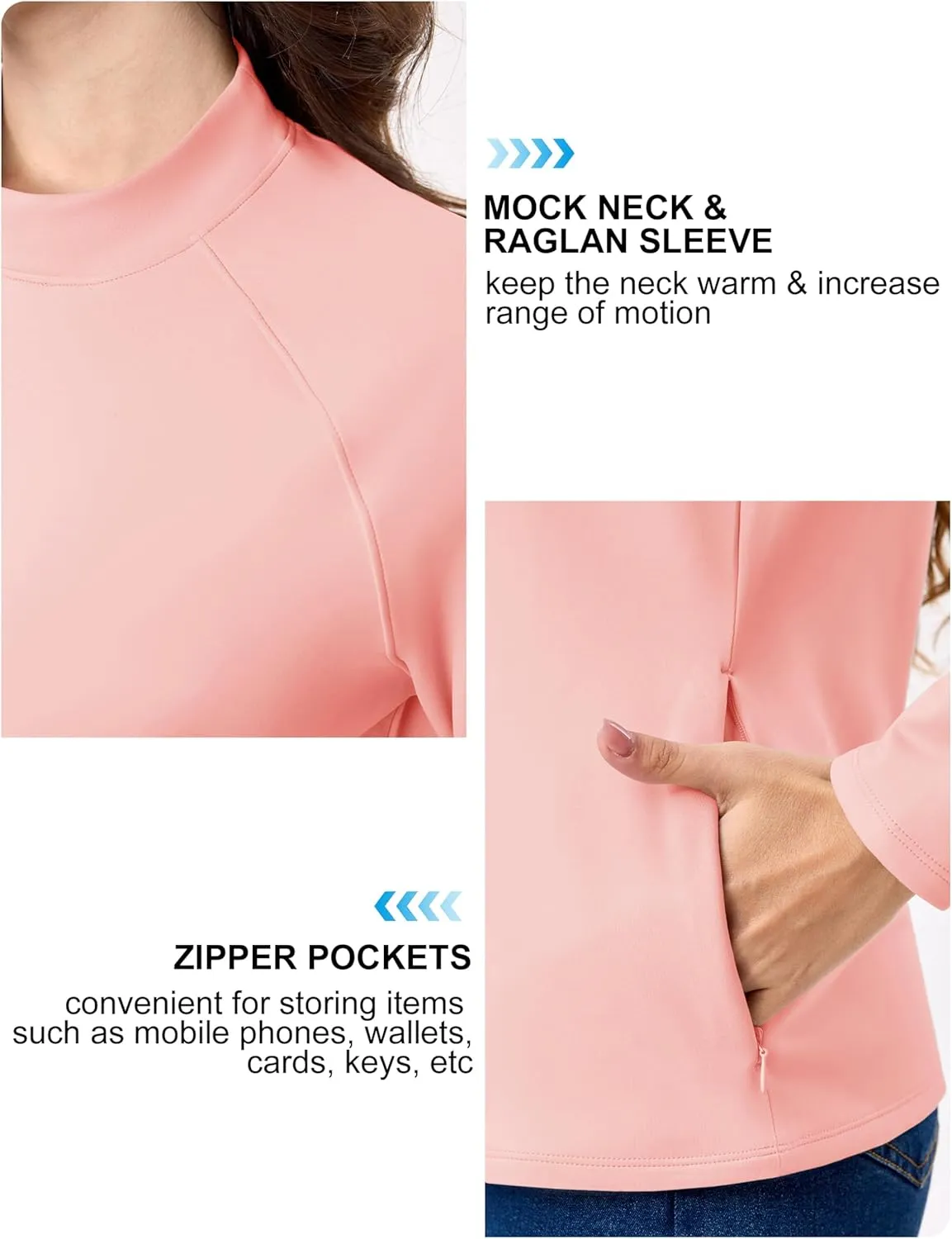 TACVASEN Women's Thermal Shirts Mock Turtleneck Fleece Lined Long Sleeve Underwear Water Resistant Athletic Base Layer