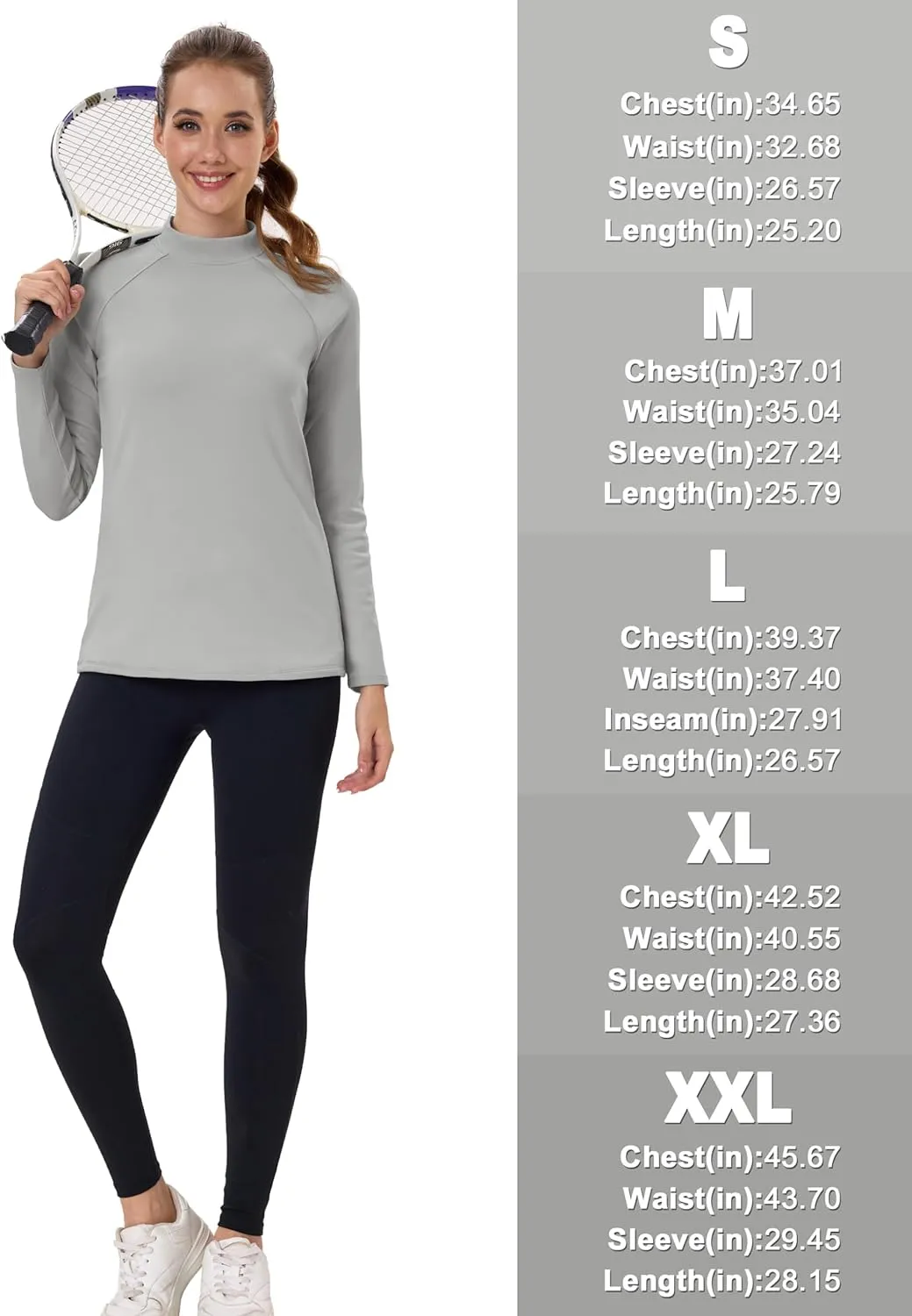 TACVASEN Women's Thermal Shirts Mock Turtleneck Fleece Lined Long Sleeve Underwear Water Resistant Athletic Base Layer
