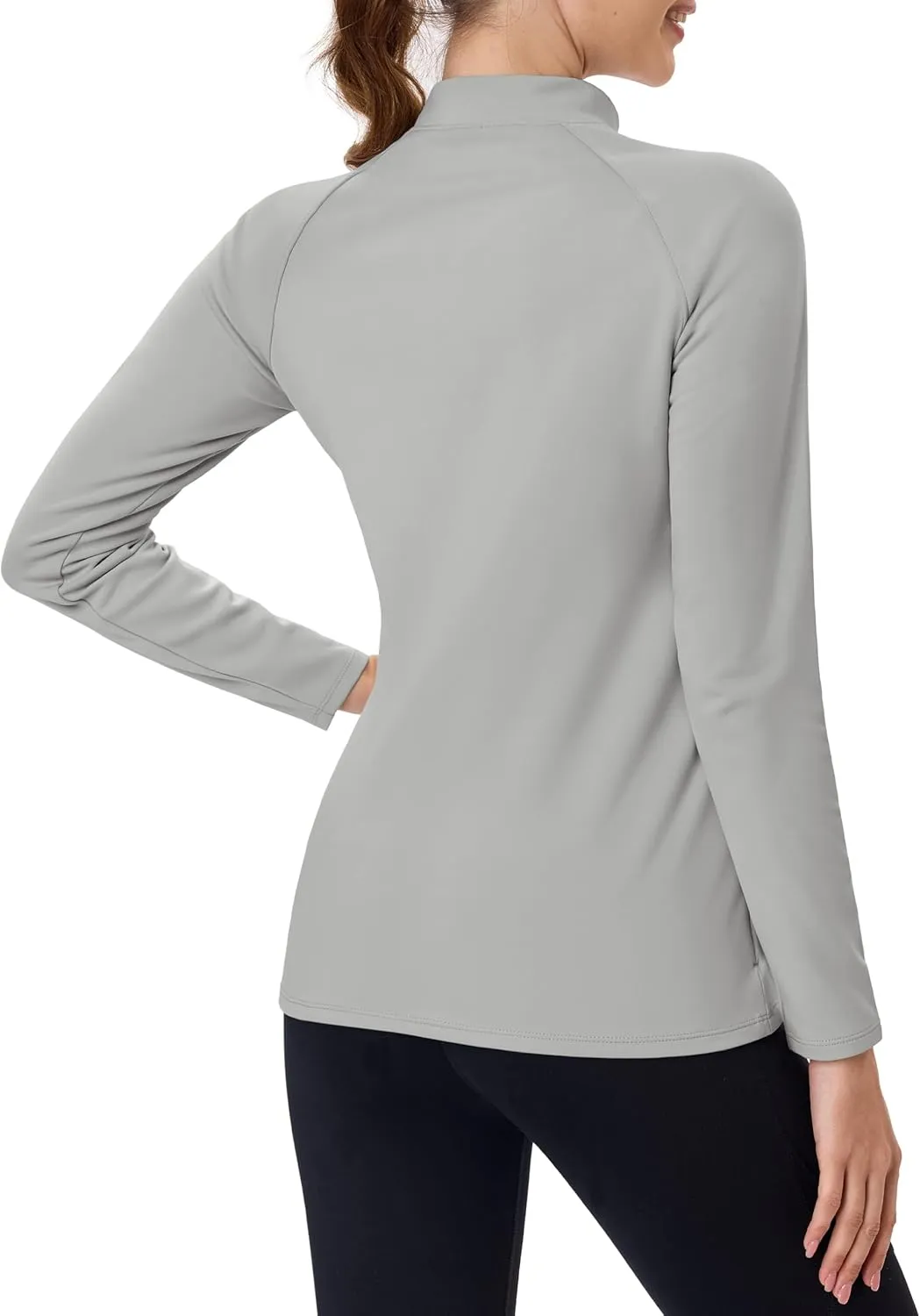 TACVASEN Women's Thermal Shirts Mock Turtleneck Fleece Lined Long Sleeve Underwear Water Resistant Athletic Base Layer