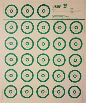 USBR Official Targets (United States Bench Rest) 50 Yard, Green, 16" x 14"