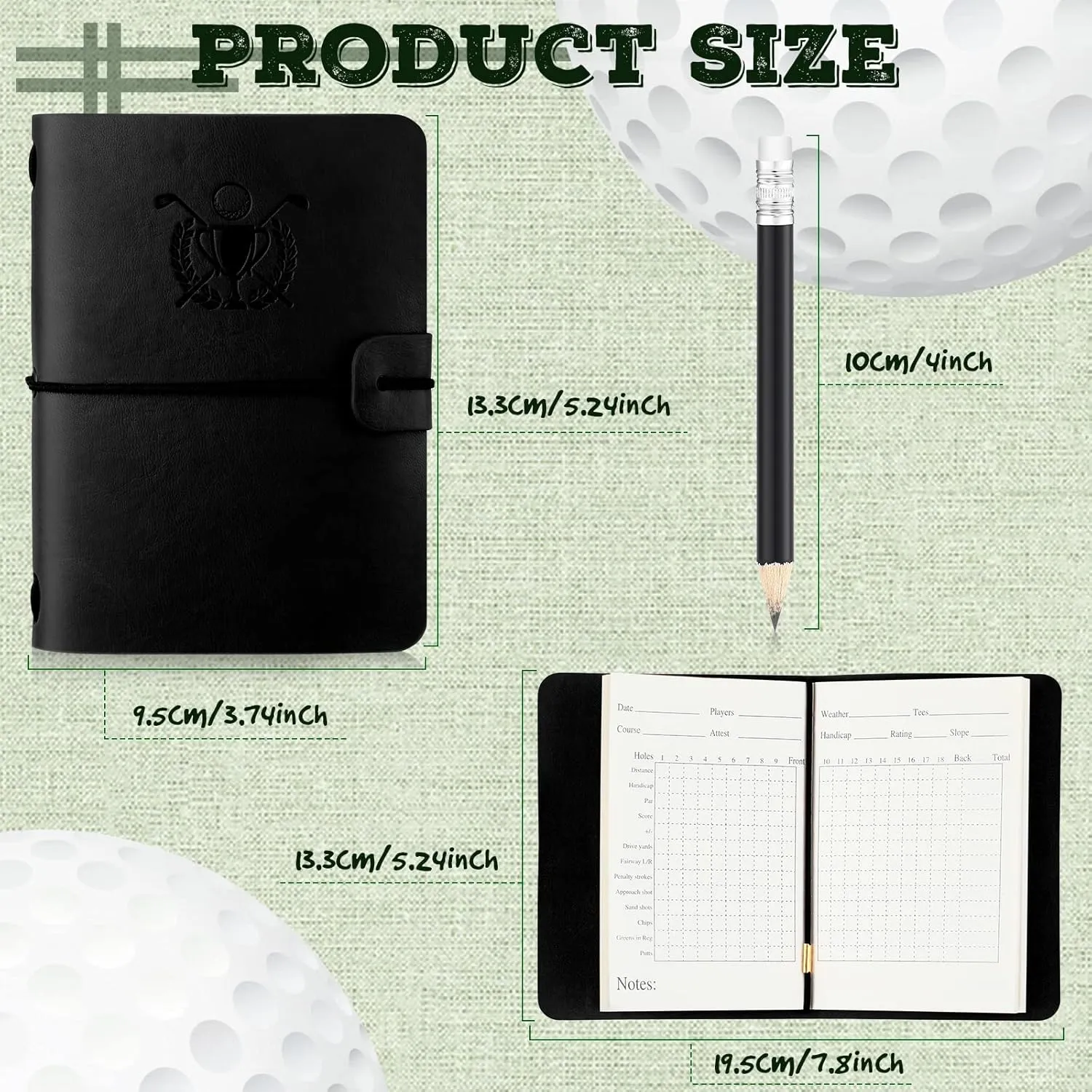 Yexiya Golf Scorecard Book with Pencil Leather Golf Journal Notebook Log Book Pocket ScoreBook Gifts for Men Golfers, Sports and Outdoor Club Accessories